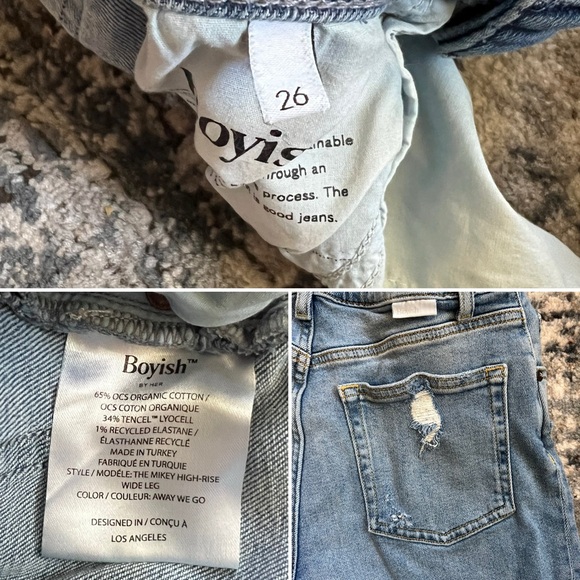 Boyish Mikey High Rise Wide Leg Medium Wash Distressed Jeans | Size 26 - Picture 9 of 16